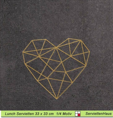 Geometrisches Herz auf Beton- 1 Lunch Serviette